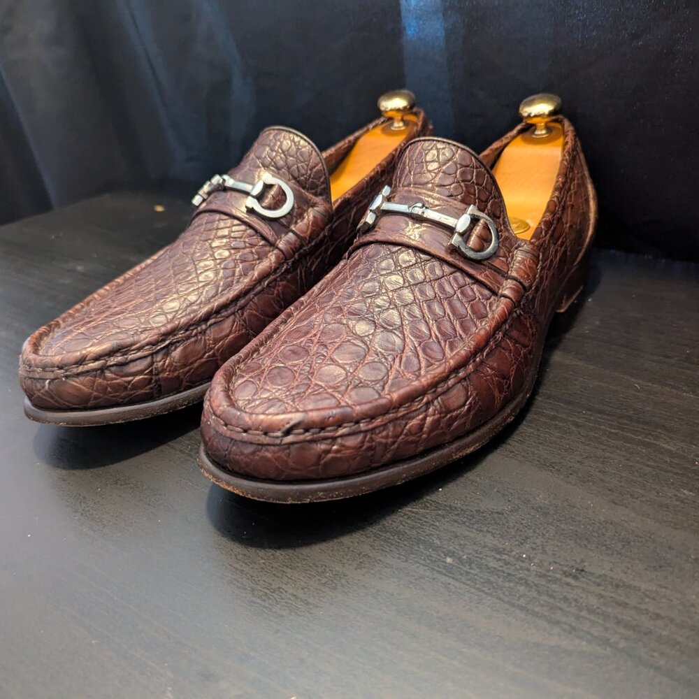 Salvatore Ferragamo Men's Brown Crocodile Loafer 11D